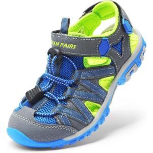 DREAM PAIRS Boys Girls Closed-Toe Outdoor Summer Sport Sandals for Toddler/Little/Big Kid(Grey/Green/Blue)