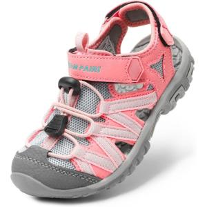 DREAM PAIRS Boys Girls Closed-Toe Outdoor Summer Sport Sandals for Toddler/Little/Big Kid(Pink/Grey/Green)