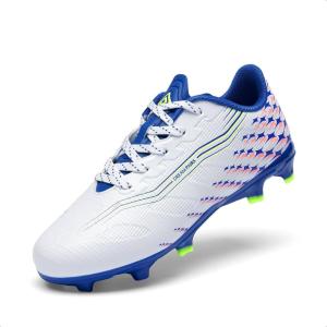 DREAM PAIRS Boys Girls FG AG Soccer Cleats High-Speed Anti-Twist Lightweight Football Shoes(White)