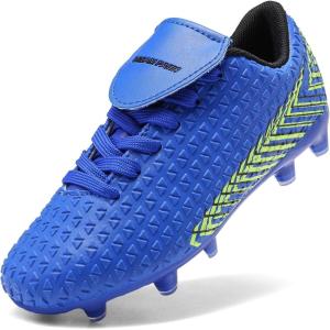 DREAM PAIRS Boys Girls Outdoor Soccer Cleats Firm Ground Football Shoes for Little/Big Kid(Royal/Blue/Black)