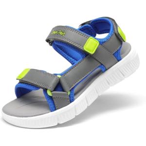 DREAM PAIRS Boys Girls Sandals Kids Athletic Summer Water Open Toe Shoes for Little/Big Kid(Grey/Blue)