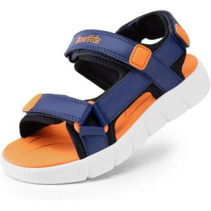 DREAM PAIRS Boys Girls Sandals Kids Athletic Summer Water Open Toe Shoes for Little/Big Kid(Navy/Orange)