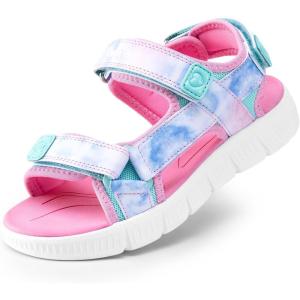 DREAM PAIRS Boys Girls Sandals Kids Athletic Summer Water Open Toe Shoes for Little/Big Kid(Rainbow/Pink)