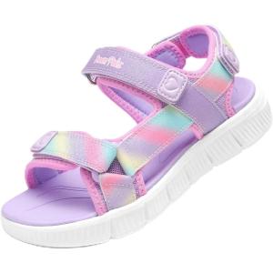 DREAM PAIRS Boys Girls Sandals Kids Athletic Summer Water Open Toe Shoes for Little/Big Kid(Rainbow/Purple)