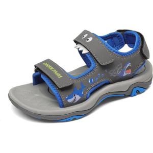 DREAM PAIRS Boys Girls Sandals Summer Outdoor Athletic Kids Sport Water Shoes for Toddler/Little Kid(Grey/Blue)