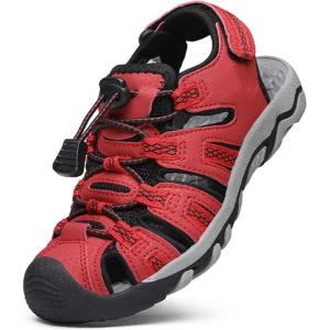 DREAM PAIRS Boys Girls Summer Outdoor Athletic Sport Sandals Walking Hiking Hook and Loop Adjustable Multicolor for Toddler/Little/Big Kids(Red/Black/Grey)