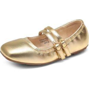 DREAM PAIRS Girls Dress Shoes Slip on Ballerina Flats Mary Jane Ballet Shoes for Wedding/Party(Gold)