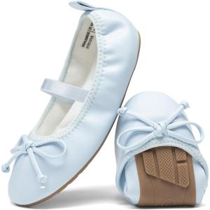 DREAM PAIRS Little Girls Toddler Ballet Flats Dress Shoes Mary Janes Shoes(Light Blue)