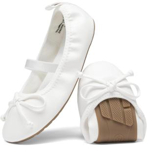 DREAM PAIRS Little Girls Toddler Ballet Flats Dress Shoes Mary Janes Shoes(White)