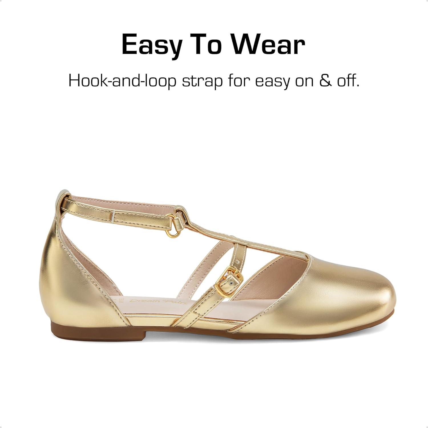 imageDREAM PAIRS Girls Dress Shoes Mary Jane Flats for Little Girls Party Shoes with T StrapGold