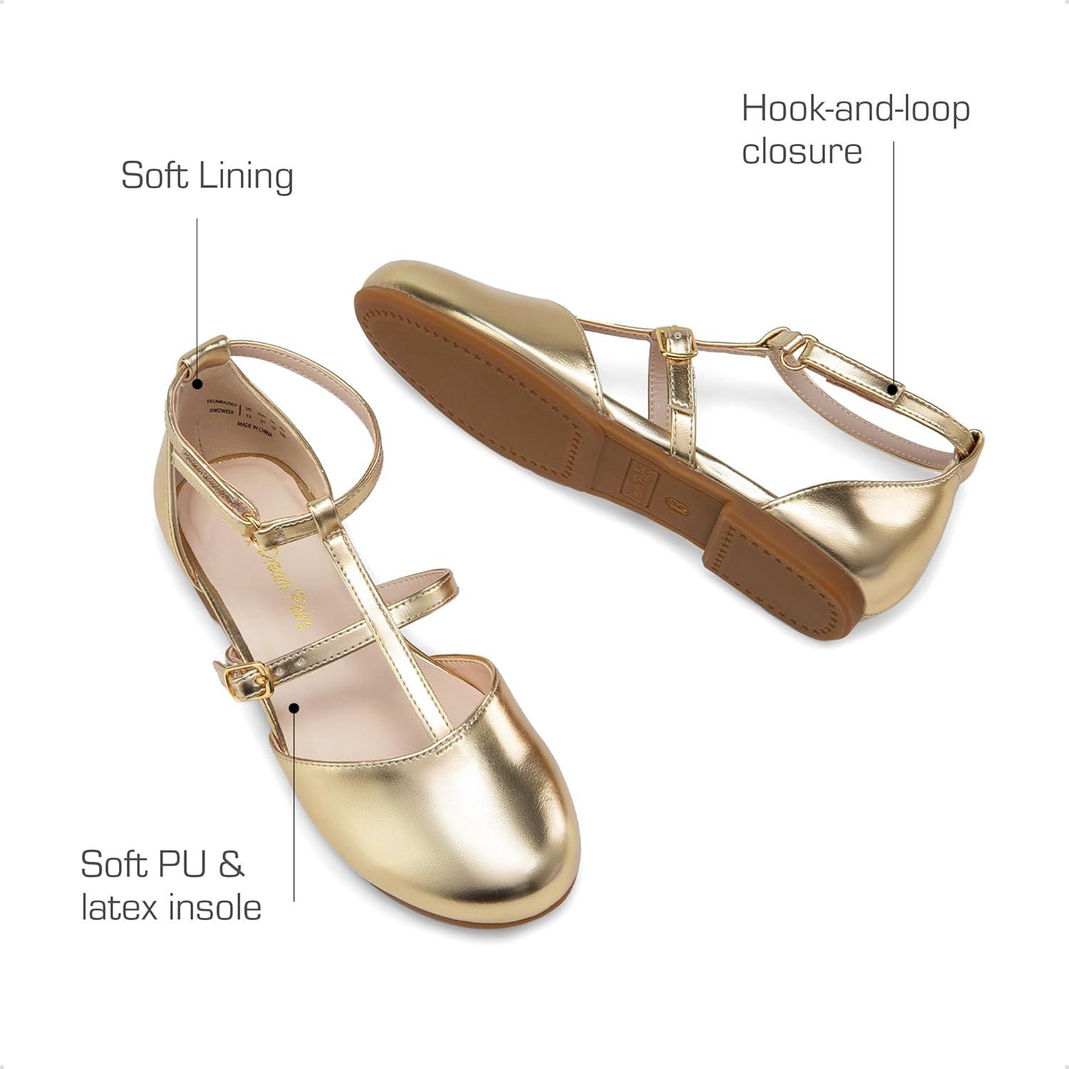 imageDREAM PAIRS Girls Dress Shoes Mary Jane Flats for Little Girls Party Shoes with T StrapGold