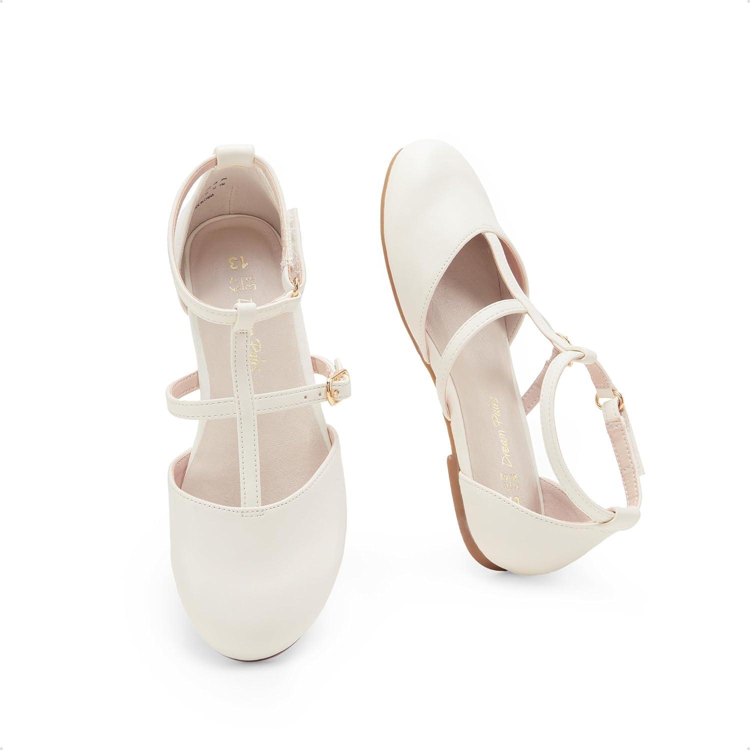 imageDREAM PAIRS Girls Dress Shoes Mary Jane Flats for Little Girls Party Shoes with T StrapIvory