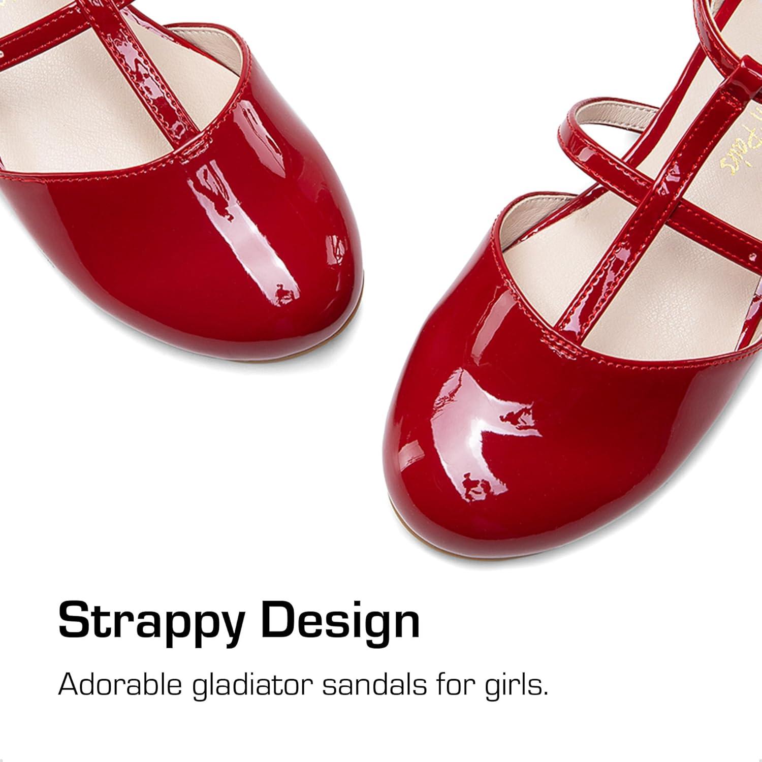 imageDREAM PAIRS Girls Dress Shoes Mary Jane Flats for Little Girls Party Shoes with T StrapRed