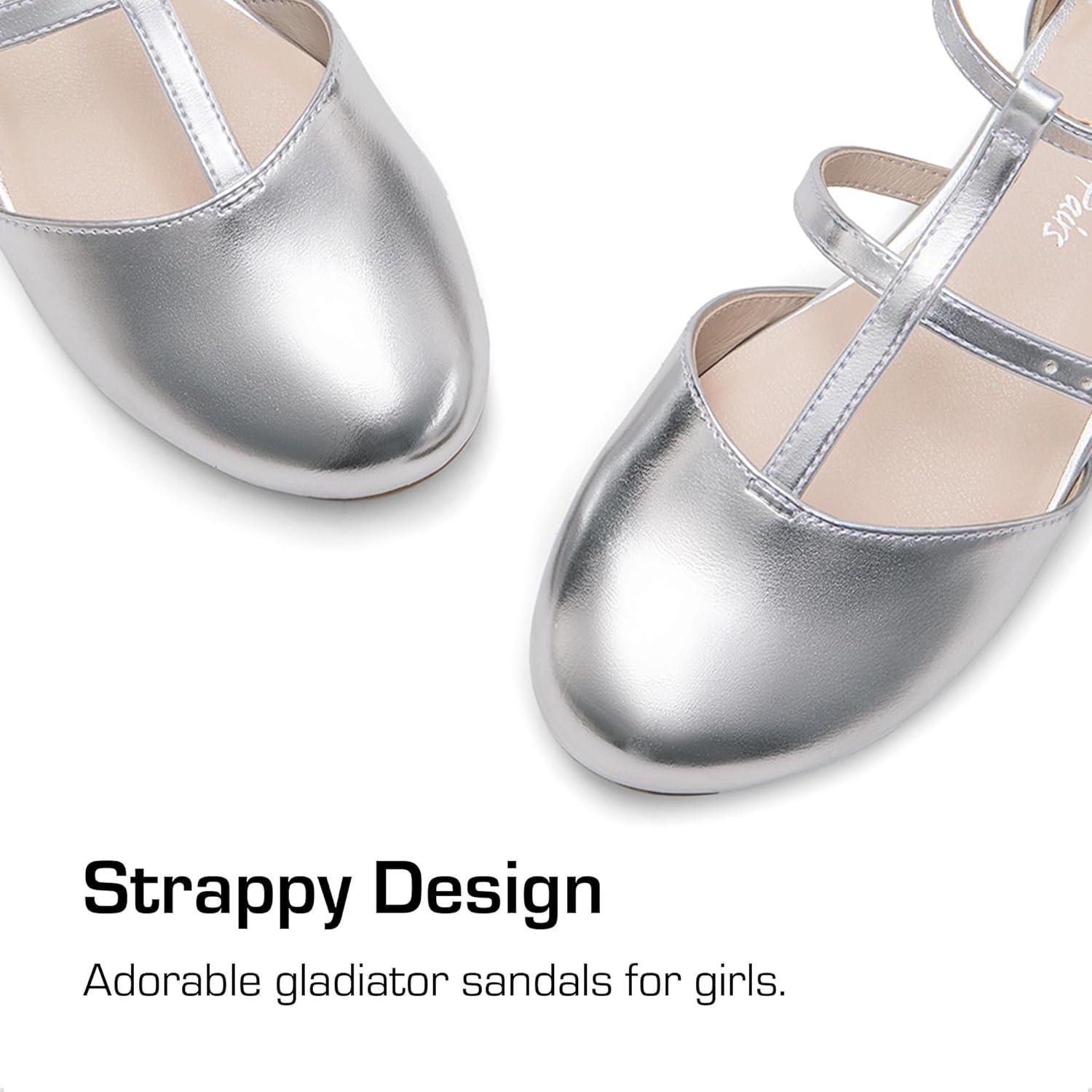 imageDREAM PAIRS Girls Dress Shoes Mary Jane Flats for Little Girls Party Shoes with T StrapSilver