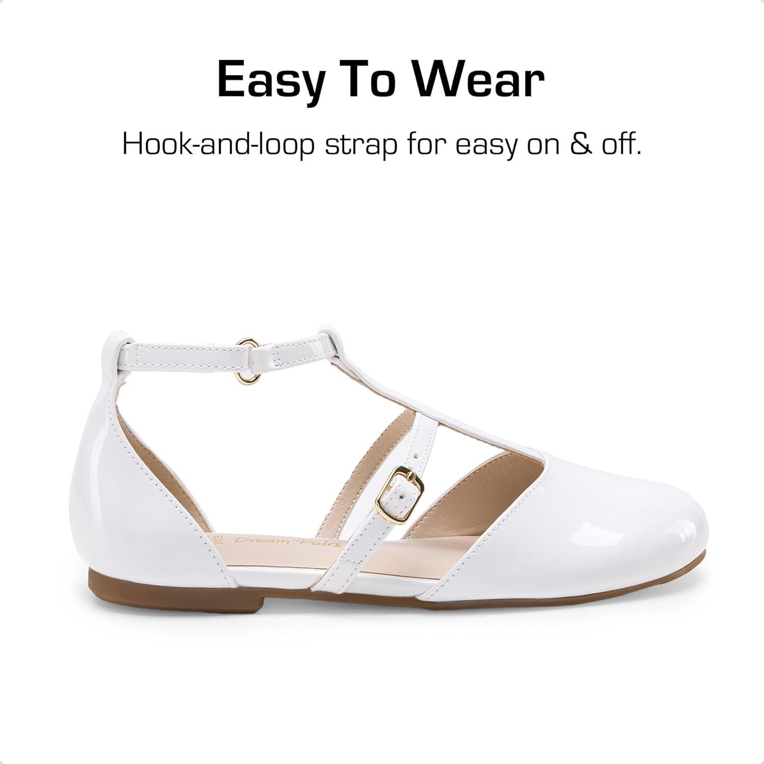 imageDREAM PAIRS Girls Dress Shoes Mary Jane Flats for Little Girls Party Shoes with T StrapWhite