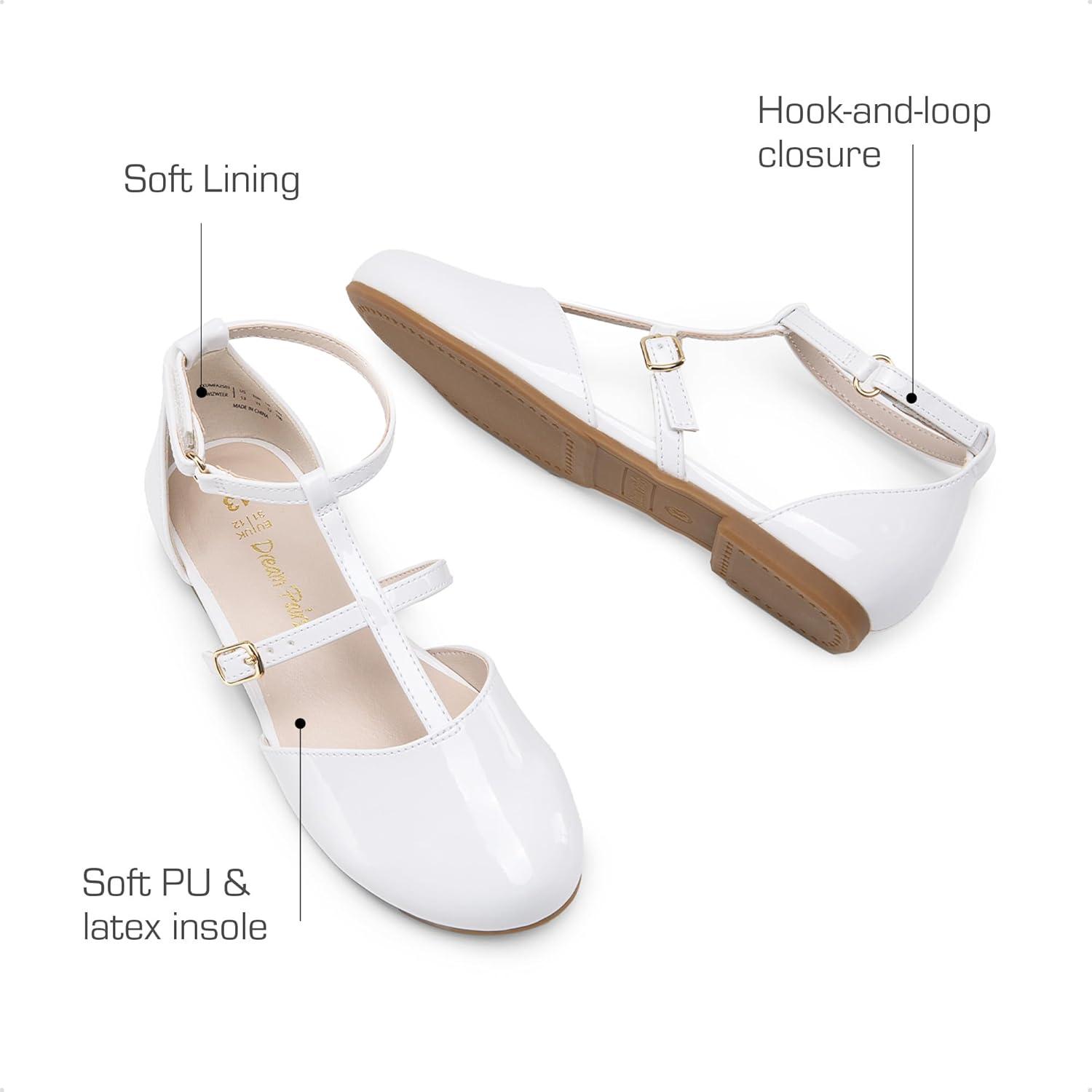 imageDREAM PAIRS Girls Dress Shoes Mary Jane Flats for Little Girls Party Shoes with T StrapWhite