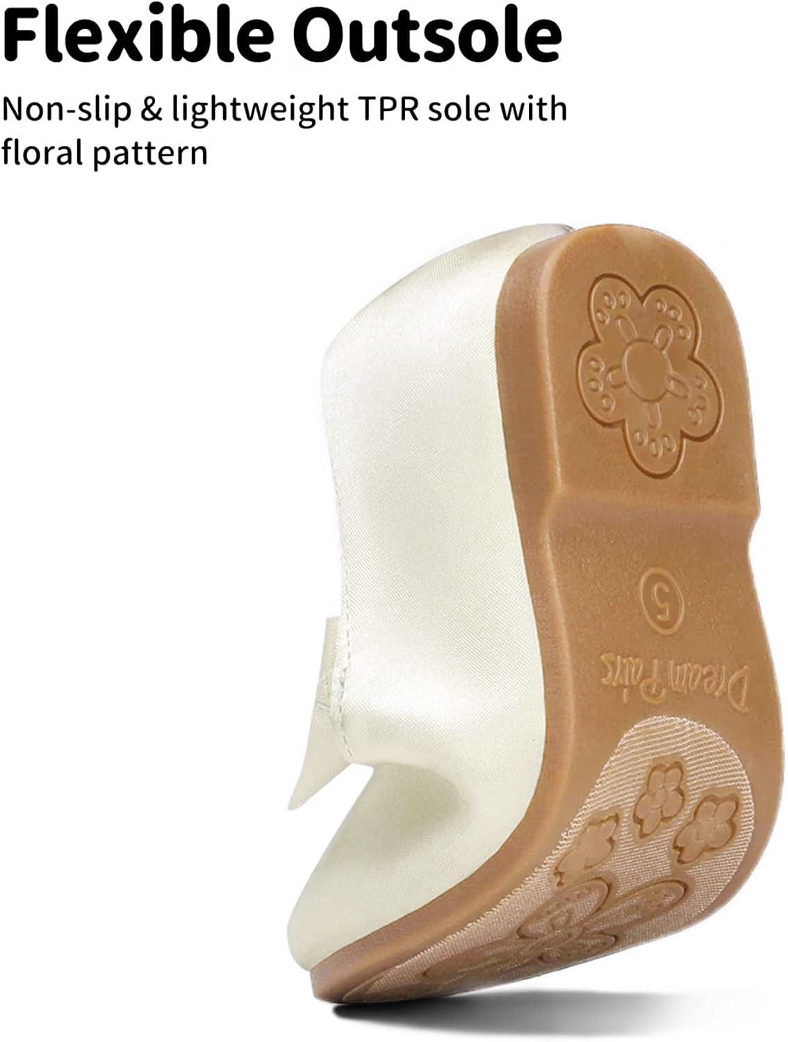 imageDream Pairs Girls Dress Shoes Mary Jane Flower Girl Bow Ballet Flats for Wedding Party ToddlerLittle KidSophia22ivory