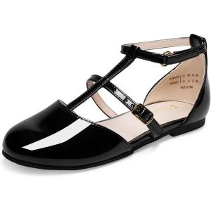 DREAM PAIRS Girls Dress Shoes Mary Jane Flats for Little Girls Party Shoes with T Strap(Black)