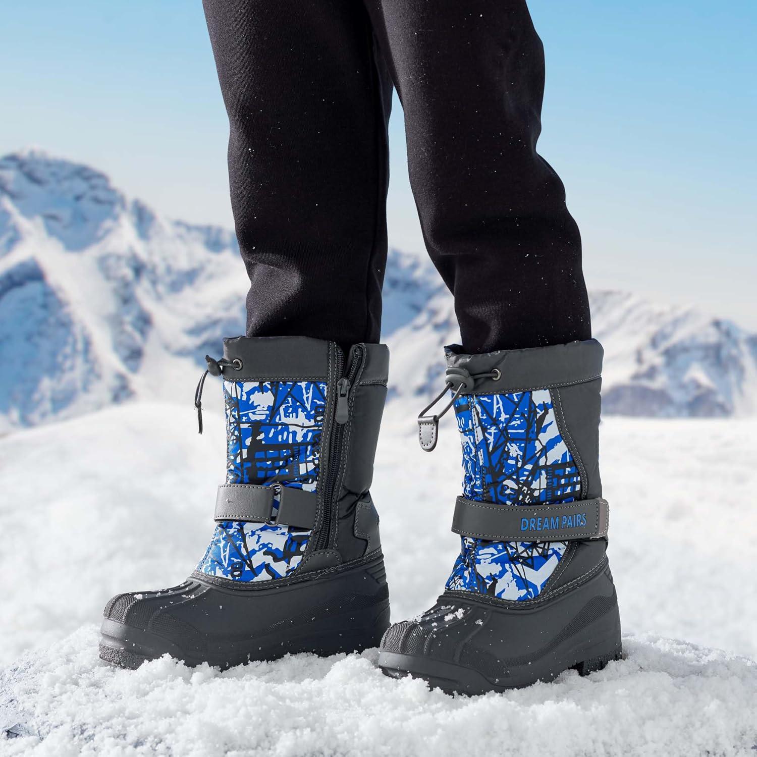imageDREAM PAIRS Boys amp Girls Mid Calf WaterResistant Winter Snow Boots for ToddlerLittleBig KidNavy