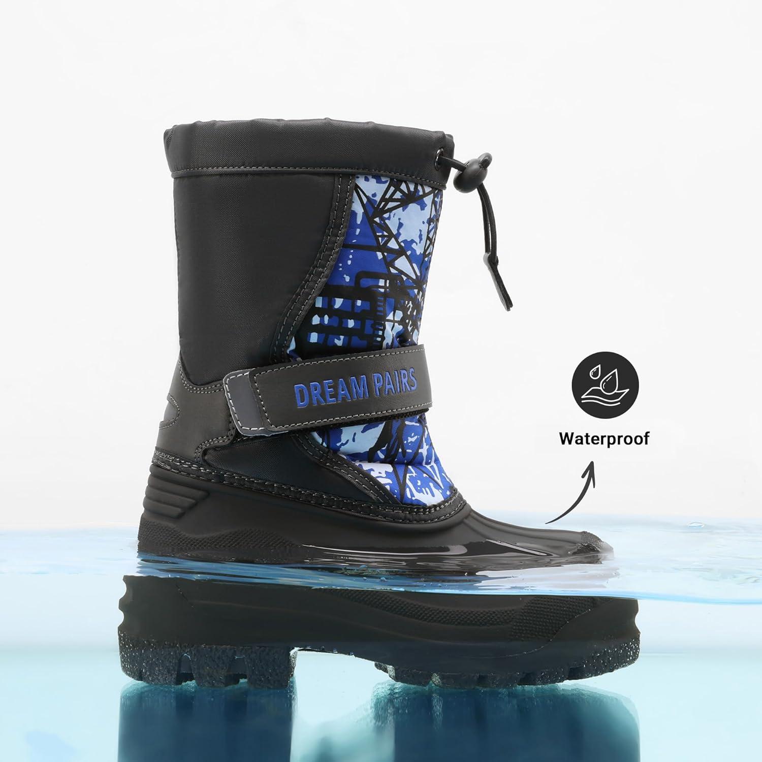 imageDREAM PAIRS Boys amp Girls Mid Calf WaterResistant Winter Snow Boots for ToddlerLittleBig KidNavy
