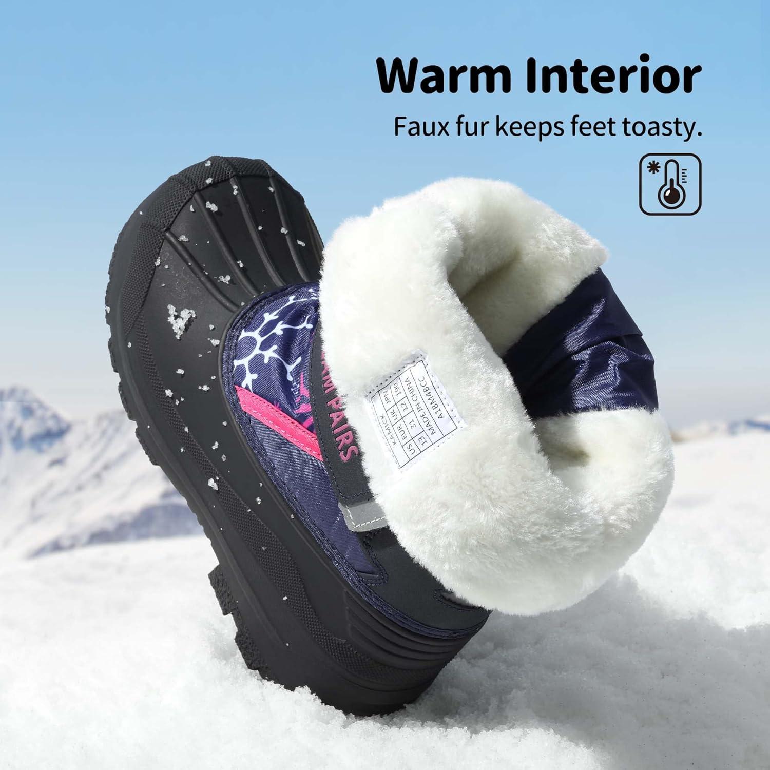 imageDREAM PAIRS Boys amp Girls Mid Calf WaterResistant Winter Snow Boots for ToddlerLittleBig KidNavyFuchsia