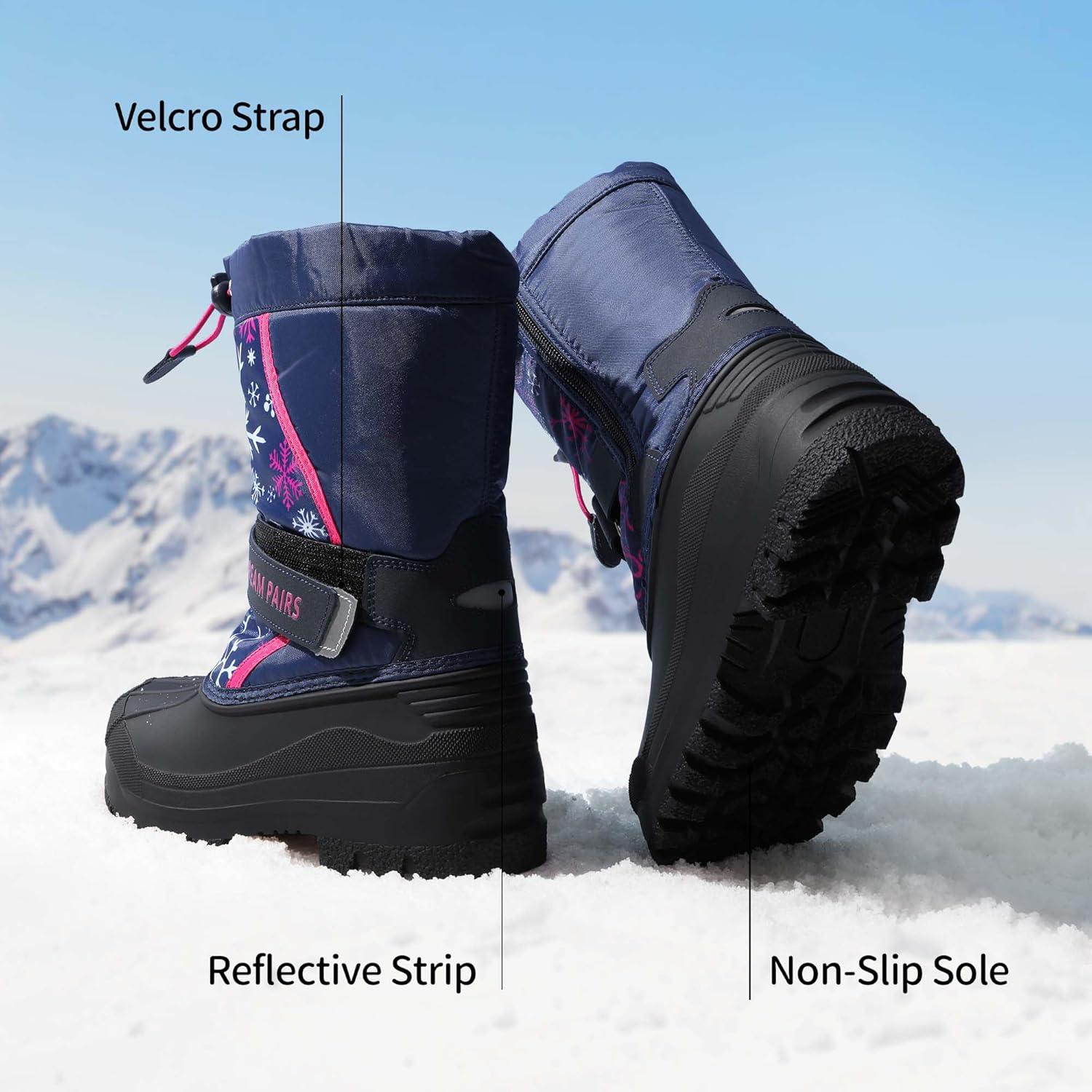 imageDREAM PAIRS Boys amp Girls Mid Calf WaterResistant Winter Snow Boots for ToddlerLittleBig KidNavyFuchsia