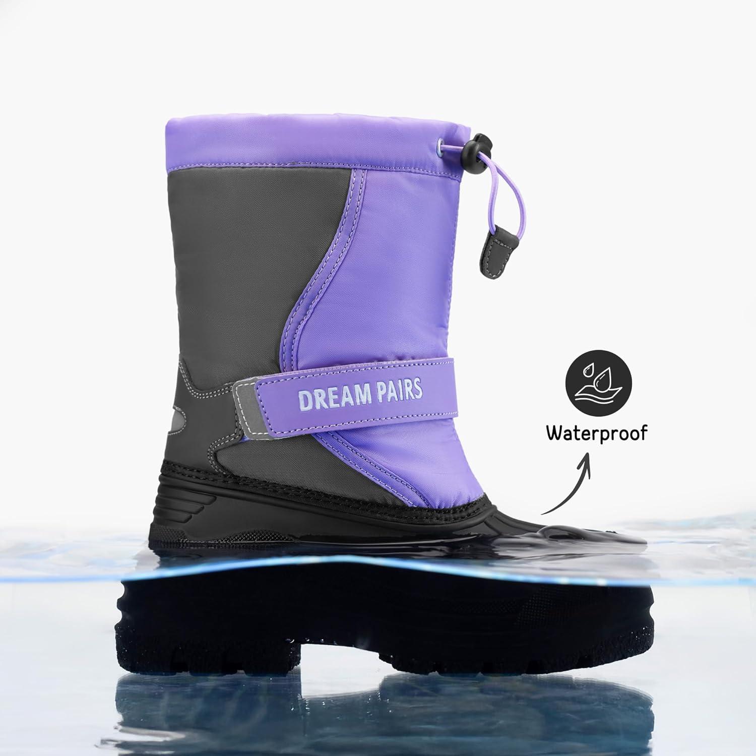 imageDREAM PAIRS Boys amp Girls Mid Calf WaterResistant Winter Snow Boots for ToddlerLittleBig KidPurpleGrey