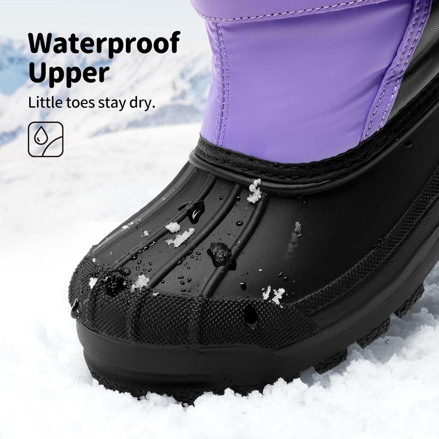 imageDREAM PAIRS Boys amp Girls Mid Calf WaterResistant Winter Snow Boots for ToddlerLittleBig KidPurpleGrey