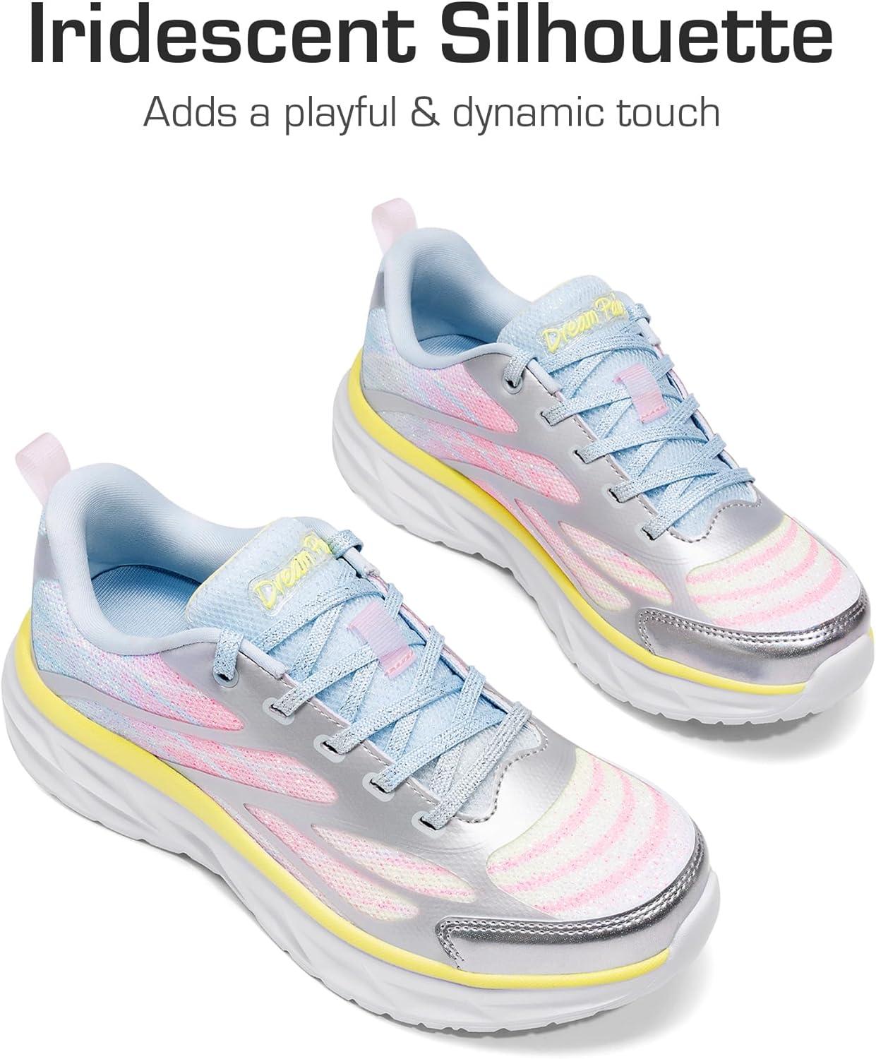 imageDREAM PAIRS Girls Shoes Sneakers Kids Tennis Shoes Lightweight Lace Up Running Casual Walking Shoes