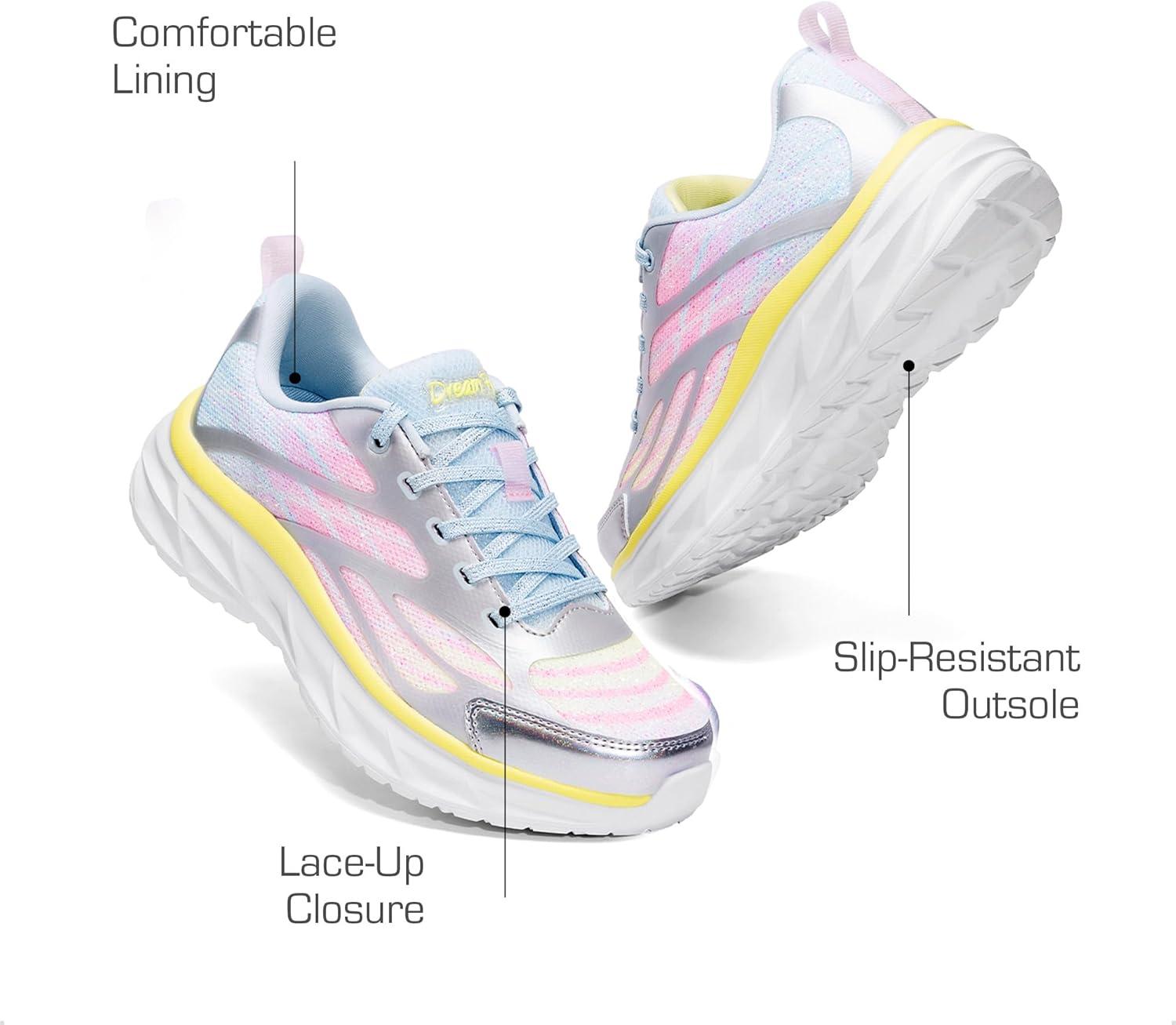 imageDREAM PAIRS Girls Shoes Sneakers Kids Tennis Shoes Lightweight Lace Up Running Casual Walking Shoes