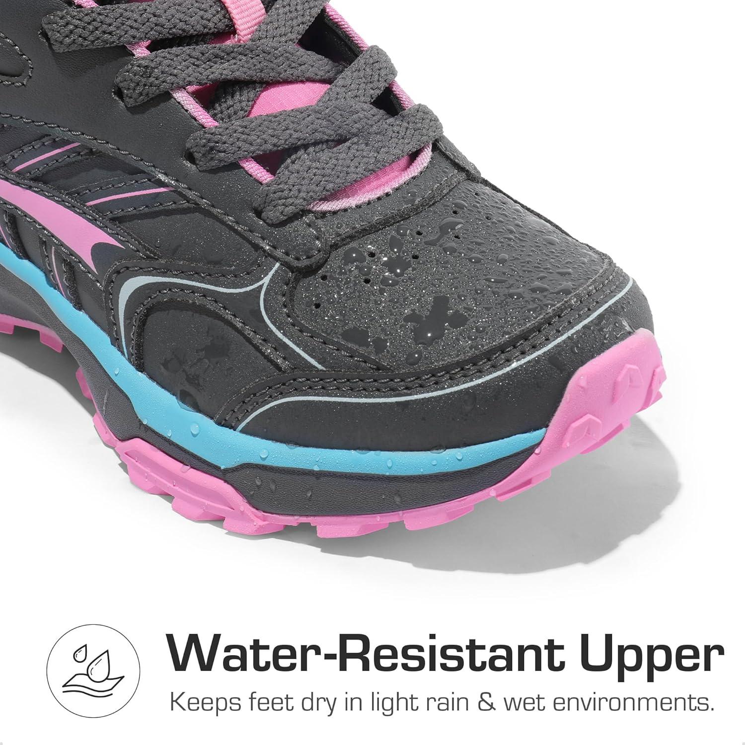 imageDREAM PAIRS Kids Shoes Hiking Boots Boys Girls HighTop Shoes Outdoors DuraPlay LaceUp Lightweight Hiking SneakersGrayPinkLight Blue