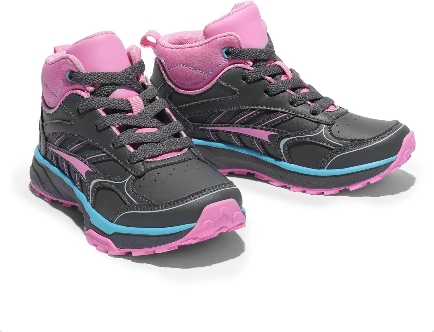 imageDREAM PAIRS Kids Shoes Hiking Boots Boys Girls HighTop Shoes Outdoors DuraPlay LaceUp Lightweight Hiking SneakersGrayPinkLight Blue