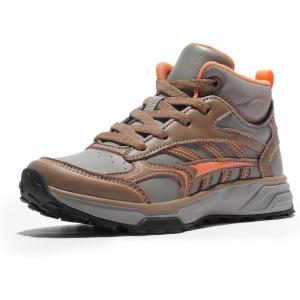 DREAM PAIRS Kids Shoes Hiking Boots Boys Girls High-Top Shoes Outdoors DuraPlay Lace-Up Lightweight Hiking Sneakers(Brown/Orange)