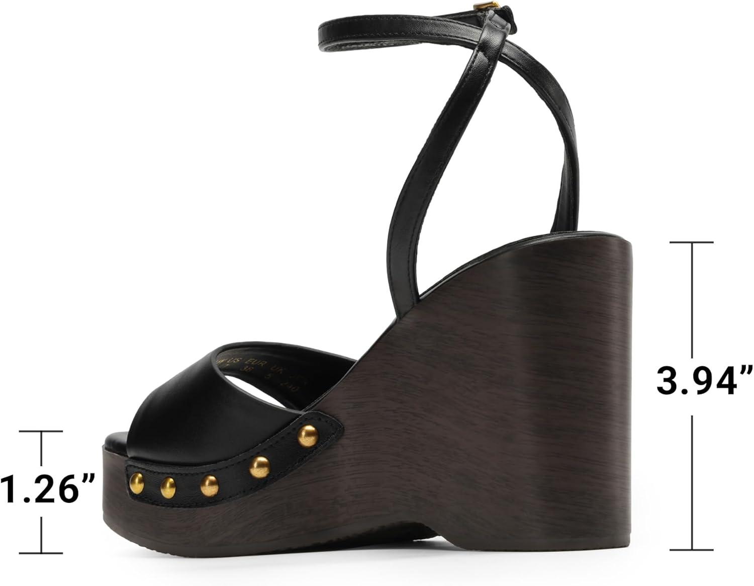 imageDREAM PAIRS Wedge Sandals for WomenDressy Platform SquareToe Ankle Buckle Studded Fashion Sandals for SummerBlack