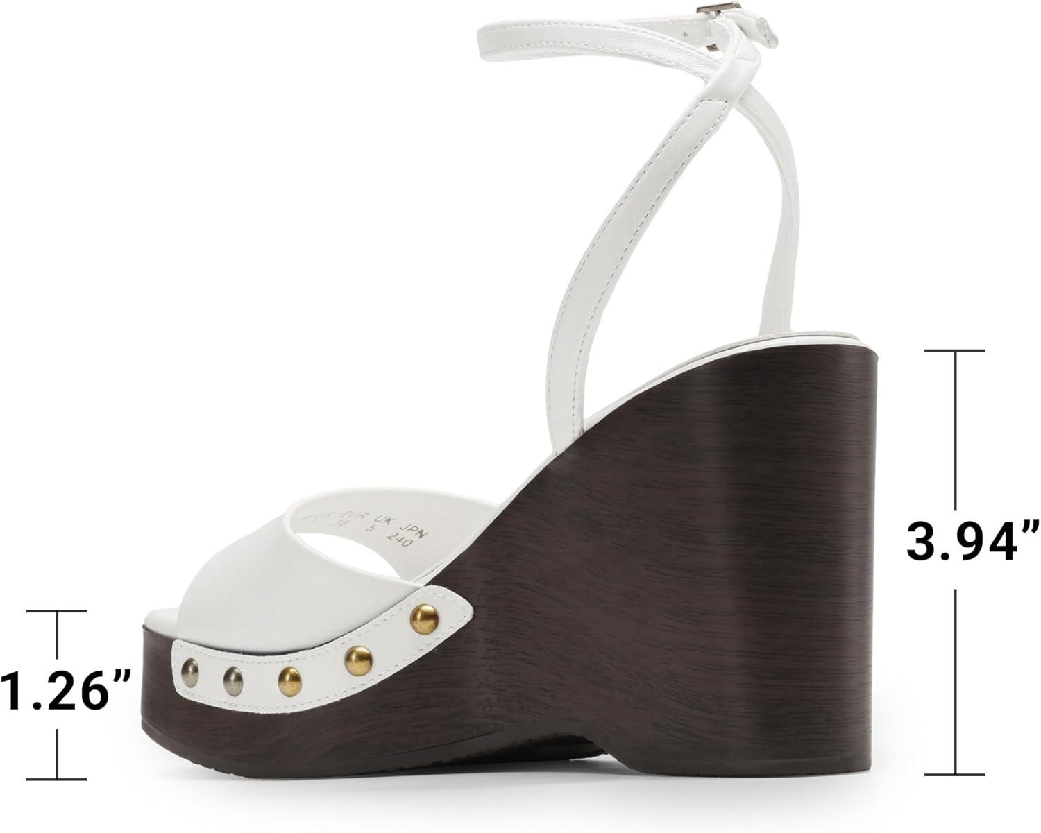 imageDREAM PAIRS Wedge Sandals for WomenDressy Platform SquareToe Ankle Buckle Studded Fashion Sandals for SummerWhite