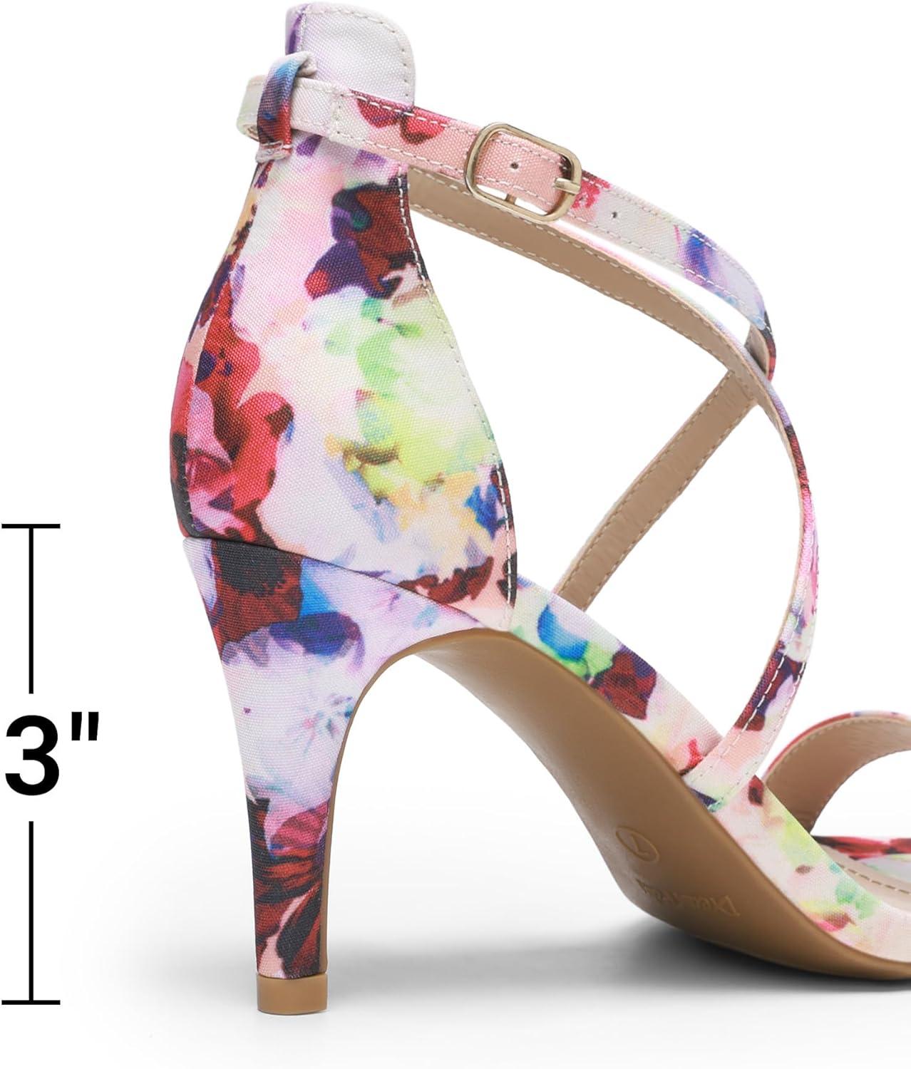 imageDREAM PAIRS Womens Strappy Stiletto High Heels Open Toe Rhinestone Wedding Dress Shoes Sparkly SandalsFloral