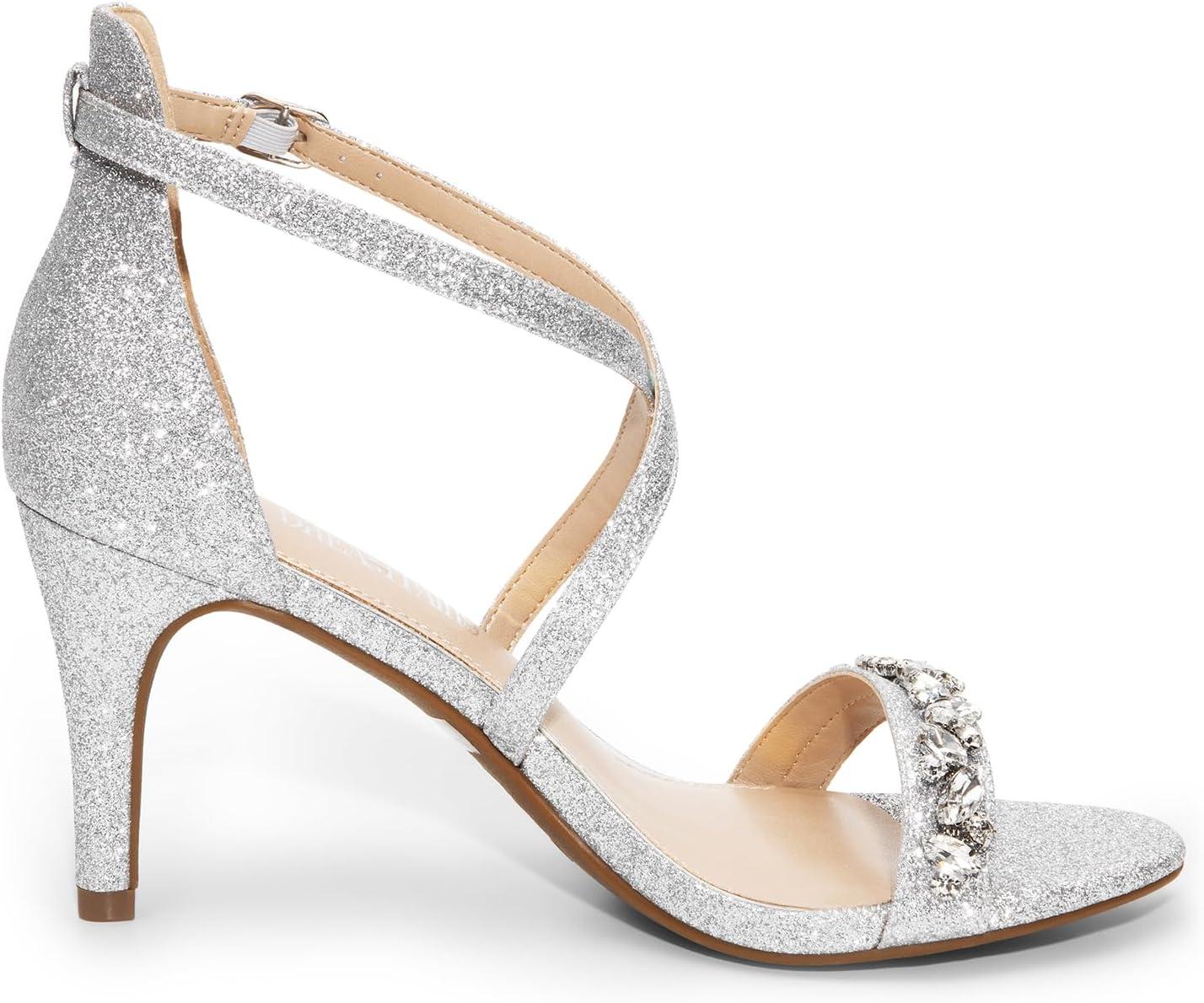 imageDREAM PAIRS Womens Strappy Stiletto High Heels Open Toe Rhinestone Wedding Dress Shoes Sparkly SandalsSilverrhinestone