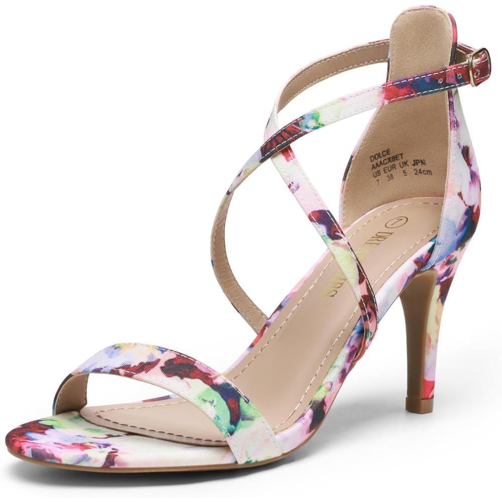 imageDREAM PAIRS Womens Strappy Stiletto High Heels Open Toe Rhinestone Wedding Dress Shoes Sparkly SandalsFloral