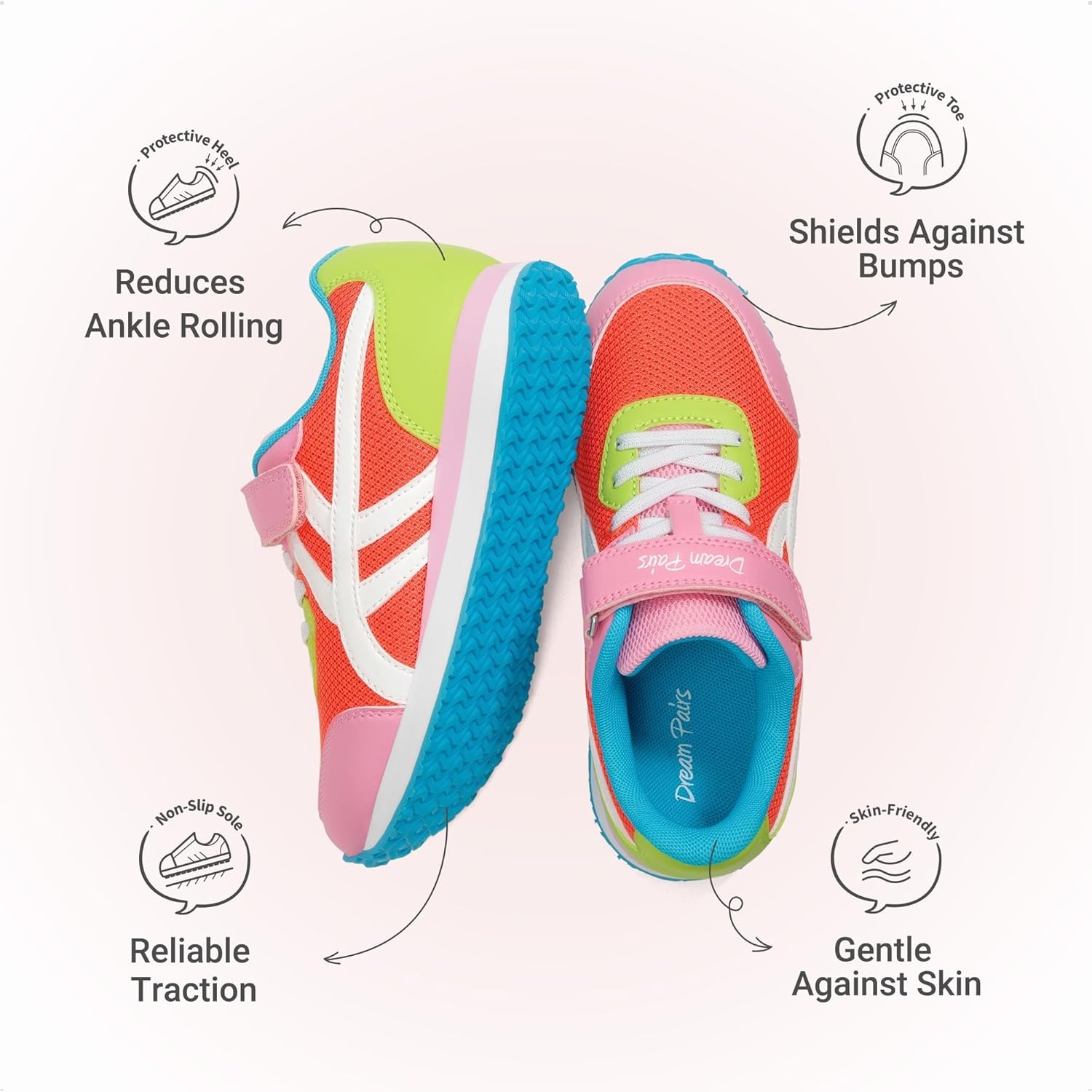 image:imageDREAM PAIRS Girls Sneakers Tennis Running Casual Footwear Breathable Lightweight Colorful Classic Walking Shoes for LittleBig KidOrange