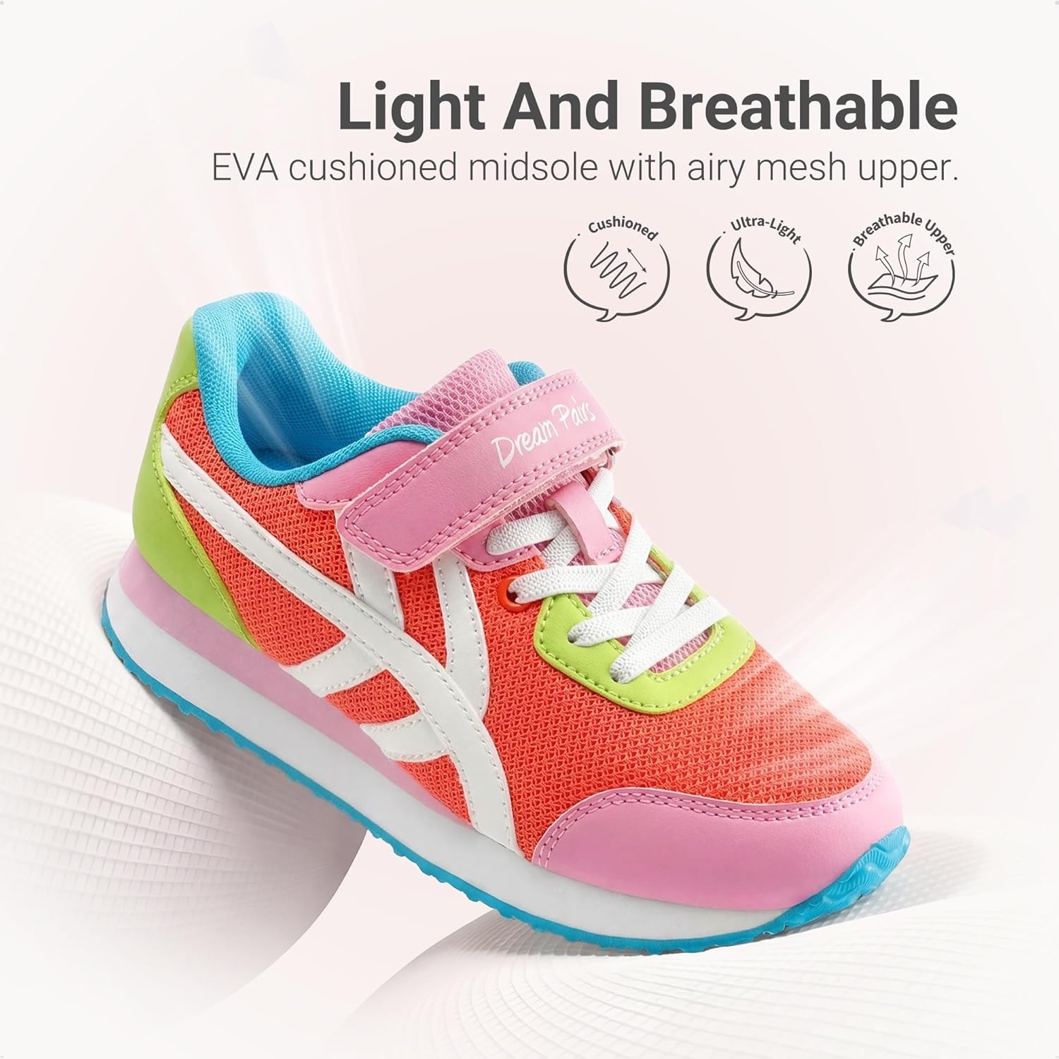 image:imageDREAM PAIRS Girls Sneakers Tennis Running Casual Footwear Breathable Lightweight Colorful Classic Walking Shoes for LittleBig KidOrange