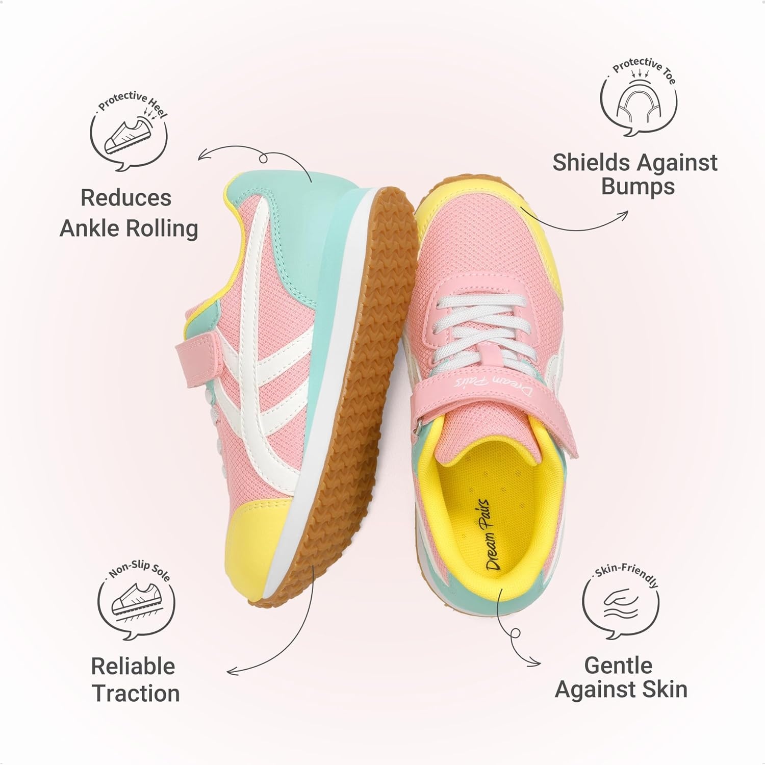 image:imageDREAM PAIRS Girls Sneakers Tennis Running Casual Footwear Breathable Lightweight Colorful Classic Walking Shoes for LittleBig KidPink