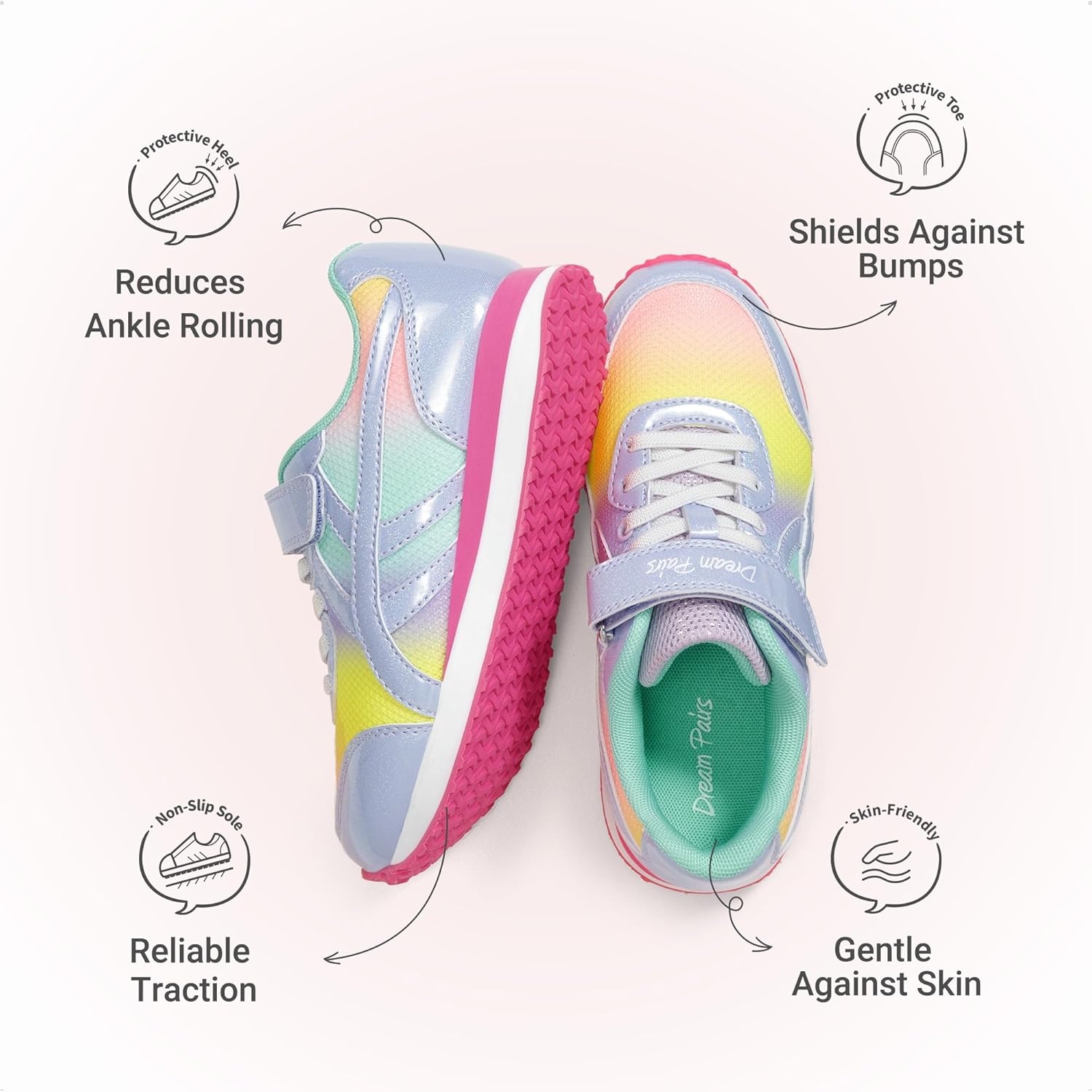 image:imageDREAM PAIRS Girls Sneakers Tennis Running Casual Footwear Breathable Lightweight Colorful Classic Walking Shoes for LittleBig KidPurple