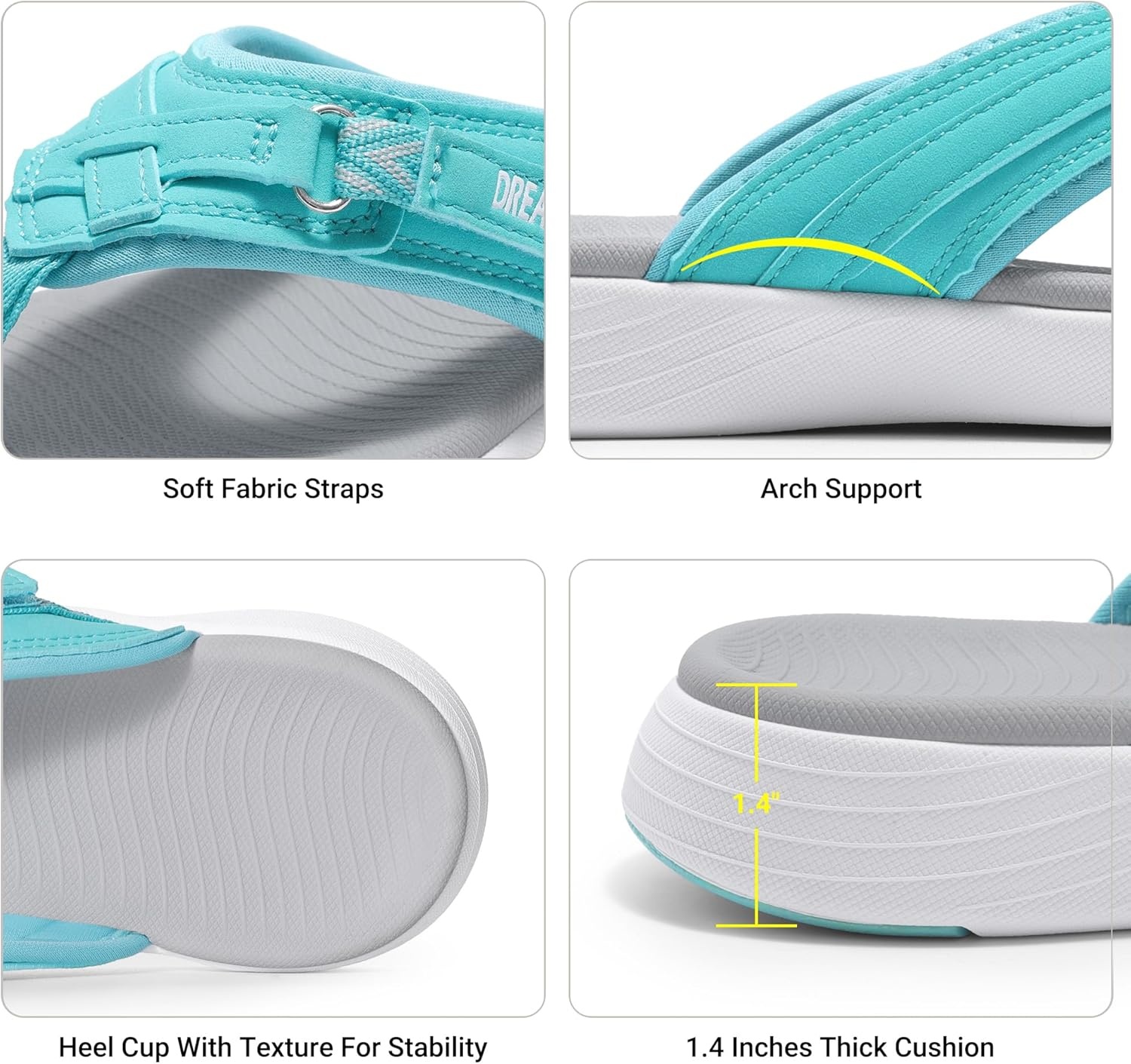 image:imageDREAM PAIRS Womens Arch Support Flip Flops Comfortable Thong SandalsMint