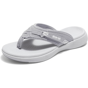 DREAM PAIRS Women’s Arch Support Flip Flops Comfortable Thong Sandals(Grey)