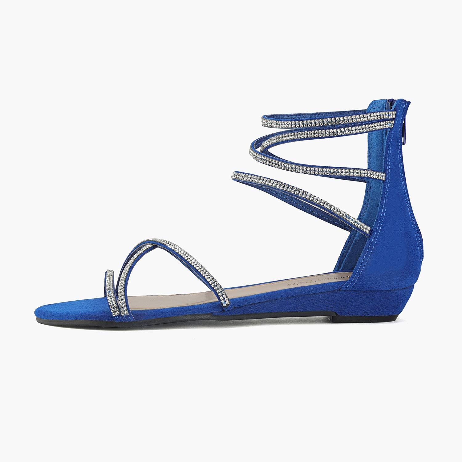 image:imageDREAM PAIRS Womens Ankle Strap Flat Sandals Summer Dressy Strappy Gladiator Rhinestones SandalsRoyalBlue
