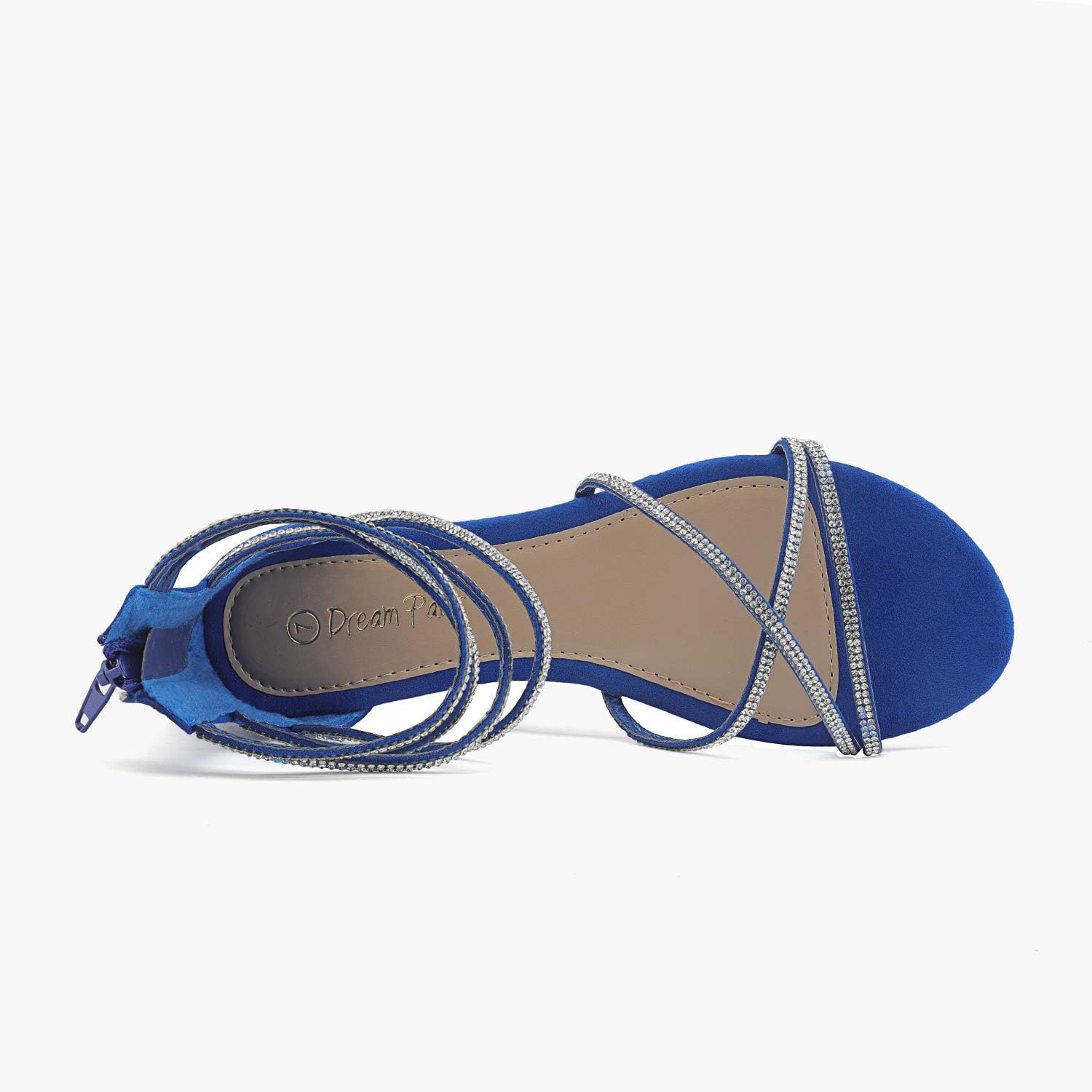image:imageDREAM PAIRS Womens Ankle Strap Flat Sandals Summer Dressy Strappy Gladiator Rhinestones SandalsRoyalBlue