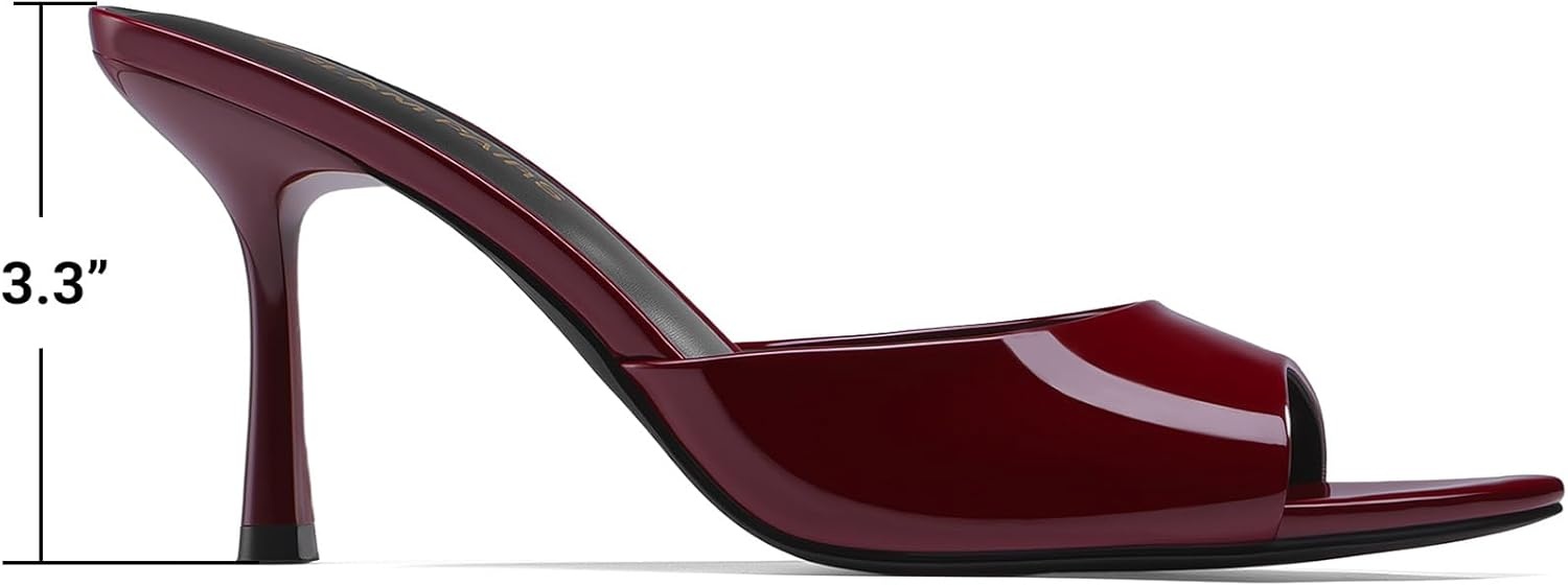 image:imageDREAM PAIRS Womens High Heels Mules Pointed Peep Toe Kitten Sandals Comfortable Slip On Dressy Shoes for Wedding Daily Work Travel SummerBurgundy