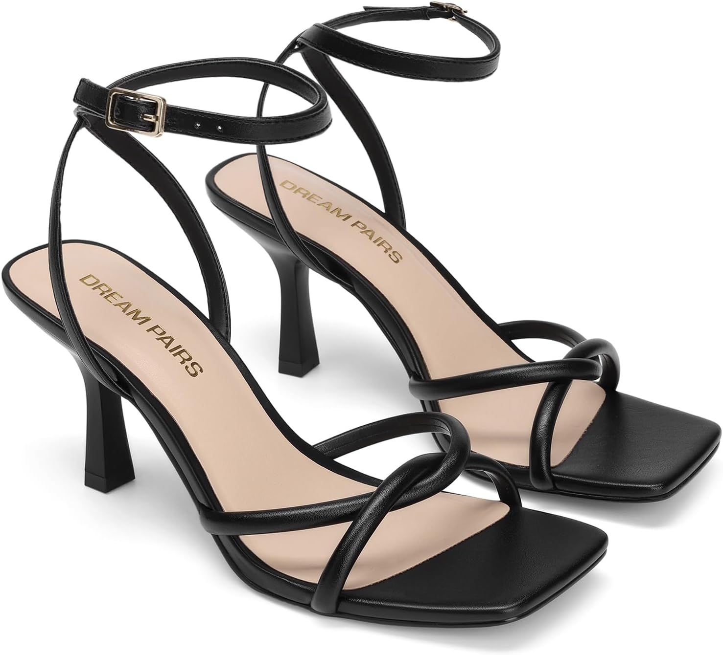 image:imageDREAM PAIRS Womens Kitten Low Heels with Square Open Toe Heeled Sandals Comfortable Strappy Ankle Shoes for Women 2026 Fashion Dress Party SheosBlack