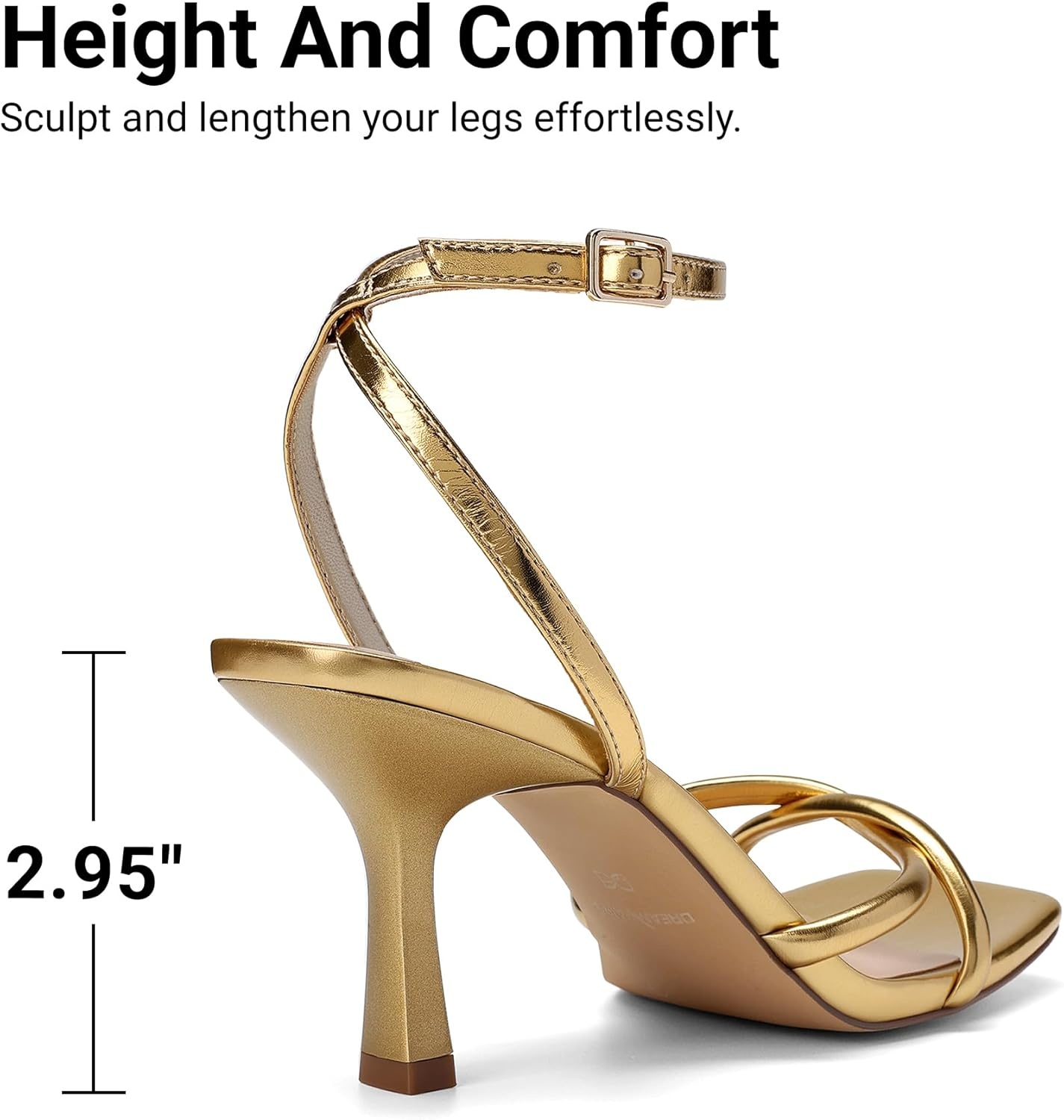 image:imageDREAM PAIRS Womens Kitten Low Heels with Square Open Toe Heeled Sandals Comfortable Strappy Ankle Shoes for Women 2026 Fashion Dress Party SheosGold