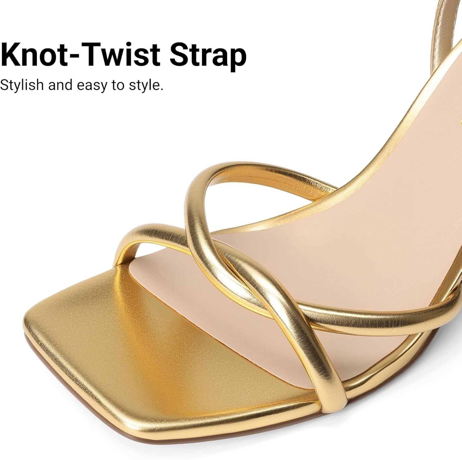 image:imageDREAM PAIRS Womens Kitten Low Heels with Square Open Toe Heeled Sandals Comfortable Strappy Ankle Shoes for Women 2026 Fashion Dress Party SheosGold